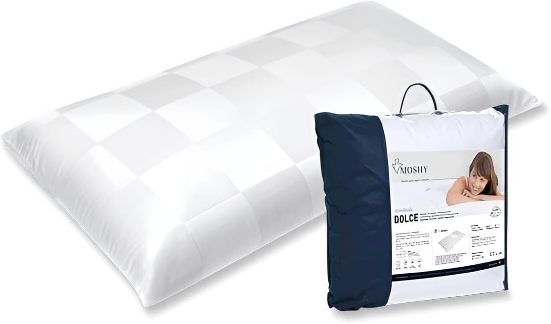 Moshy Almohada Viscoelástica Dolce, Funda de Satén 300 Hilos 100% Algodón, Suavidad Máxima, Firmeza Baja (75 cm)