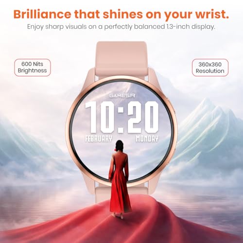 Image of GameSir Evo Vista Smartwatch, 1.39 inch HD Round Display, Bluetooth Calling, Heart Rate & SPO₂, 100+ Sports Modes, IP67, Long Battery Life for Men & Women (Pink)