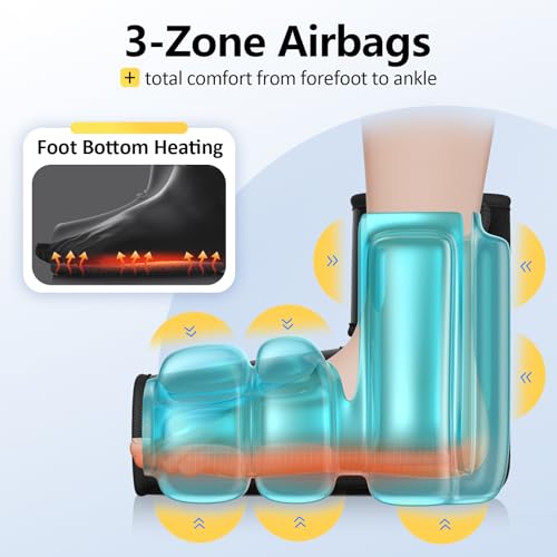 Comfytemp Portable Foot Massager with Heat, Birthday Gift for Dad, Mom, Men, Women, Seniors, Ankle Massage for Plantar Fasciitis, Swelling, Cordless Compression Boot for Circulation (Fit Size 6 to 10) - Image 4