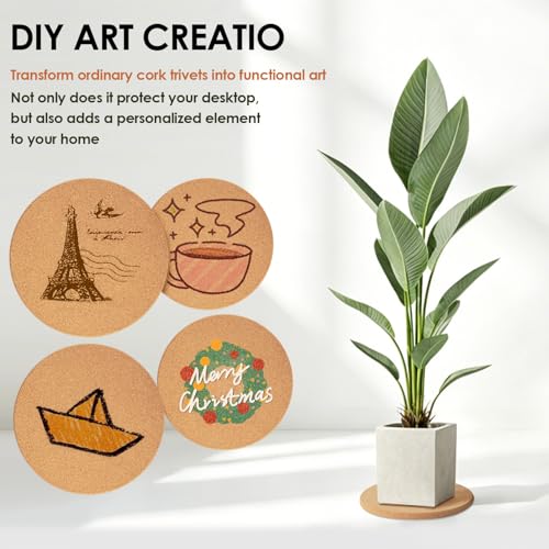 Image of Cork Trivet Set - High Density Thick Cork Trivets for Hot Dishes, 8 Inch Heat Resistant Coaster, Placemats for Pots and Pans, 2 Round & 2 Square