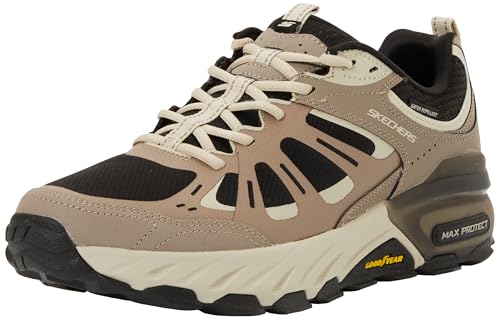 Skechers Zapatillas Deportivas para Hombre - MAX Protect, Gris Pardo, 41.5, marrón, 41.5 EU