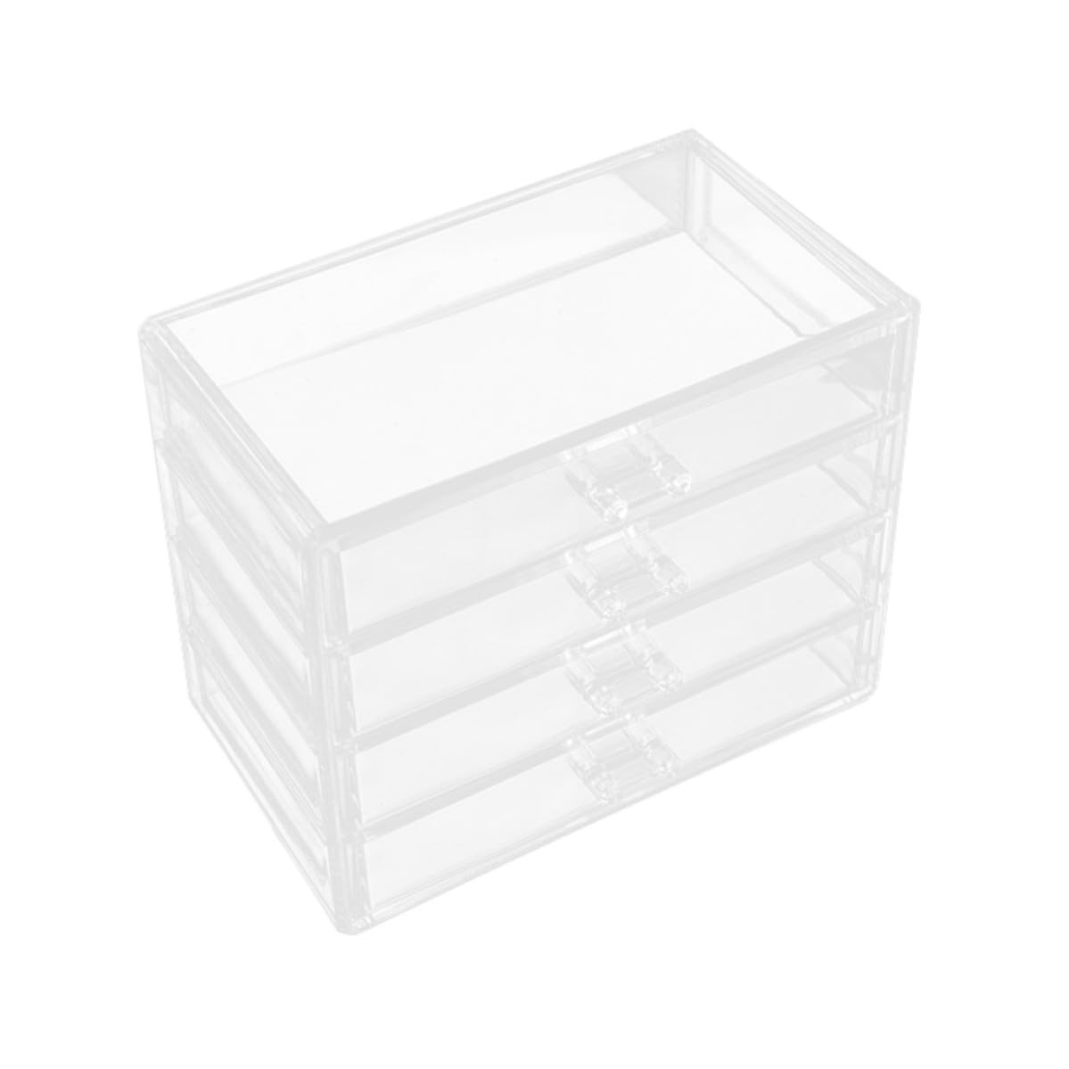 Tragbare Kosmetik Aufbewahrungsbox aus Kunststoff mit 4 Ebenen Make Up Organizer und Schmuckbox für Schminke und Ringe Zuhause