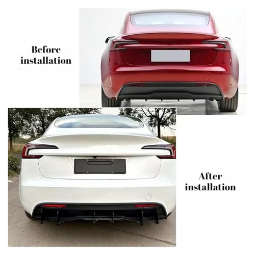 Difusor de labio trasero para Tesla Model 3 2023+ spoiler inferior negro 5