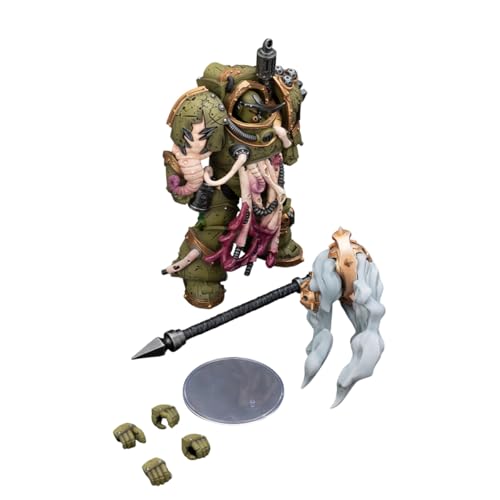 Image of JOYTOY Death Guard Blightlord Terminator 2 Warhammer 40K 1 /18 Action Figures Death Guard Blightlord Terminator 2 with Flail of Corruption Collectible Model 5.5Inch Birthday Gift 5.51 inch JT02878