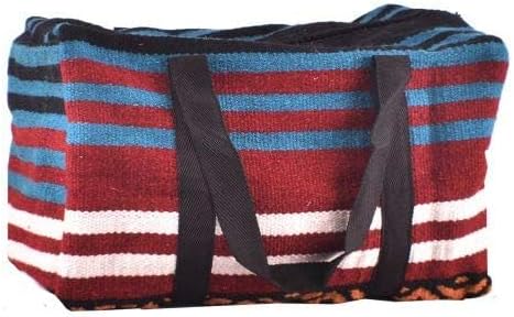 Showman Blue, Burgundy & Black 100% Wool Serape Saddle Blanket Duffel Bag