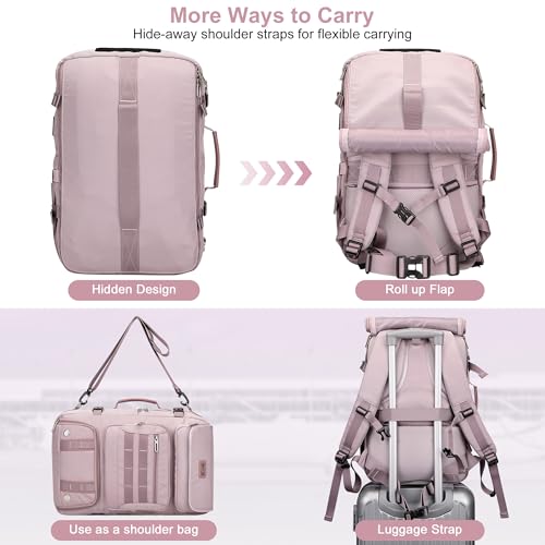PIJUSHI Travel Backpack for Women Carry on Duffle Bag Backpack For Airplanes Luggage Rucksack with Shoe Compartment(PE048 Light Purple)3