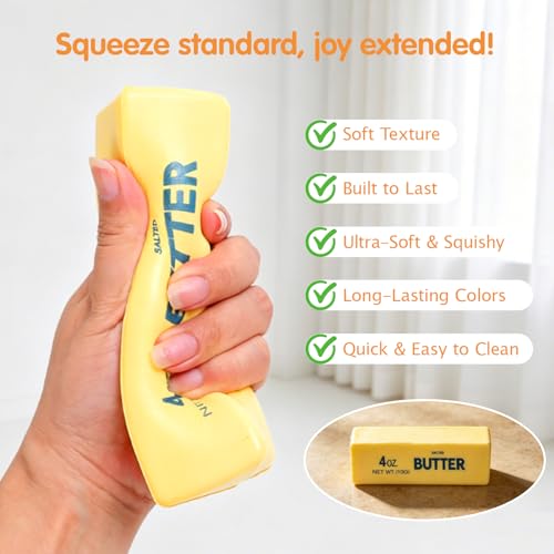 Butter Squishy Toy 2 Pack, Soft Stress Relief Fidget Toy Stick for Office Desk, Squishy Stick Squeeze Toys for Party Favor, Joeysisi Slow Rising Butter Squeeze Toy Gift for Adults — view 3