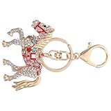 [iplusmile] 年干支馬キーホルダー 水晶装飾付きバッグチャーム 耐久性属製 車鍵やリュック飾りに プレゼントにも喜ばれるおしゃれなアクセサ