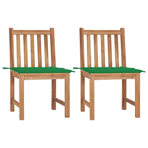KCCKOM Patio Chairs 2 pcs with Cushions Solid Teak Wood, Outdoor Furniture, Outdoor Chairs
