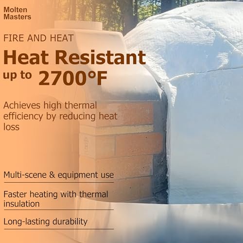 MMasters 24\"*8\"*1\" Ceramic Fiber Insulation Blanket, Fireproof & Heat Resistant Up to 2700°F, Ideal for Wood Stove Baffle, Fireplaces, Kilns, Forges, Pizza Ovens, and More - Thumbnail 6