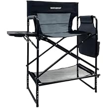 27" Tall Camping Director Chair Oversized with Side Table, Heavy Duty Folding Lawn Chair Outdoor for Makeup Artist, Sports Event, Supports 330LBS