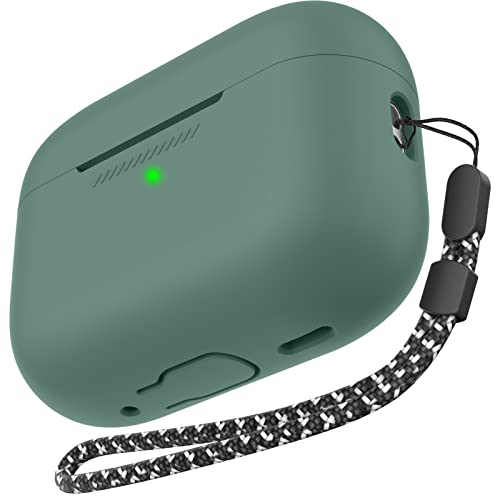 AhaStyle Coque AirPods Pro 2 (2022) Silicone Étui Protection AirPods Pro 2ème Génération [avec Corde] Anti-Rayures Antichoc Housse pour Apple AirPods Pro 2 2022 Étui de Chargement (Pine Green) Cover