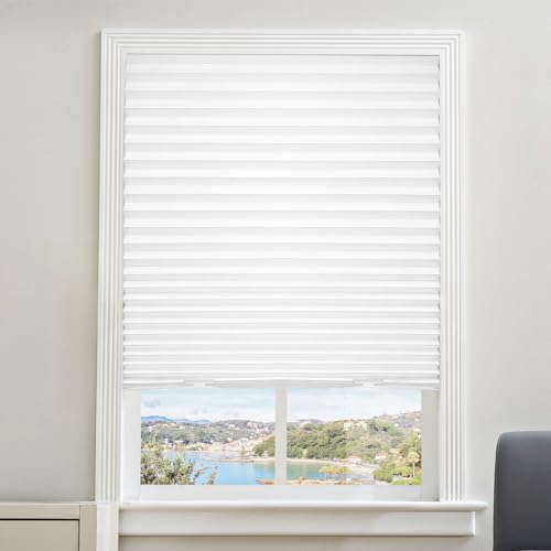6 Packs Cordless Pleated Light Filtering Window Shade 36 in x 72 in Easy to Cut and Install, White, Paper Blinds with 12 Clips