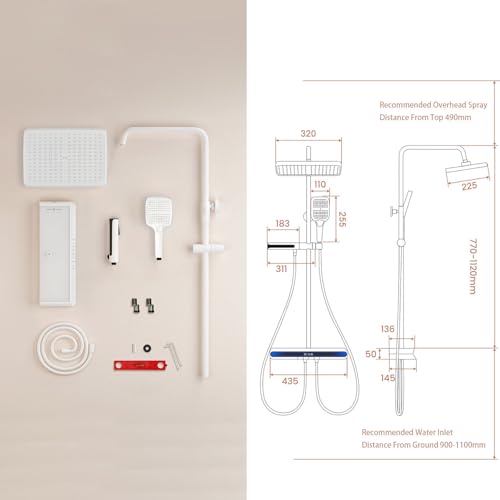 Robinet de douche à effet pluie avec douchette à main et bec de baignoire