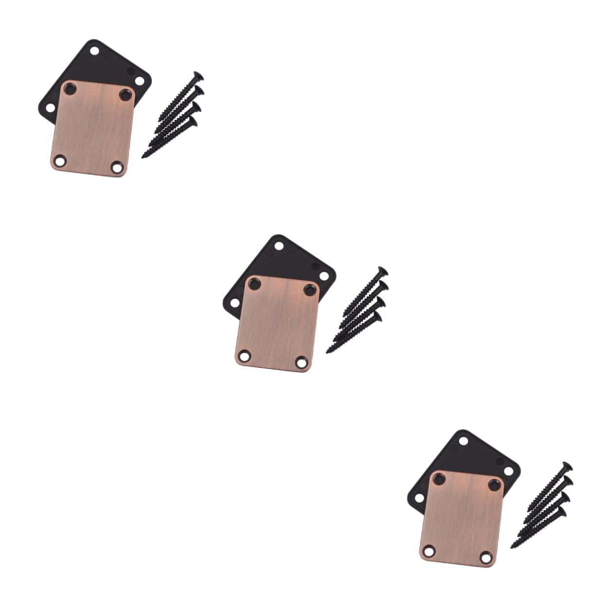 FAVOMOTO 3sets Bronze Guitar Screws Guitar Neck Plate Bass Neck Plate Easy Installation Kit 2pcs*3