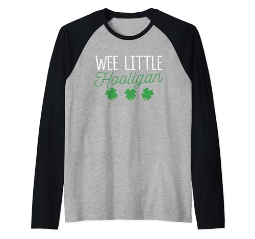 Funny Clovers Lucky St Patrick's Day Wee Little Hooligan Maglia con Maniche Raglan