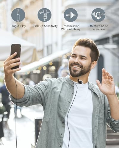 PoP voice 2Pcs Professional Lavalier Lapel Microphone 3.5mm Mic Compatible with DJI Mic/Rode Wireless GO Transmitters for Smartphone Camera,Mini Mic for YouTube,Interview,Video,Broadcasters - Image 6