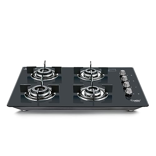 Prestige Desire Hobtop PHTD 04 AI Black L P Gas Table(with 8mm Thick Superior Toughened Glass Top, 4 Sabaf Burners, Auto Ignition)