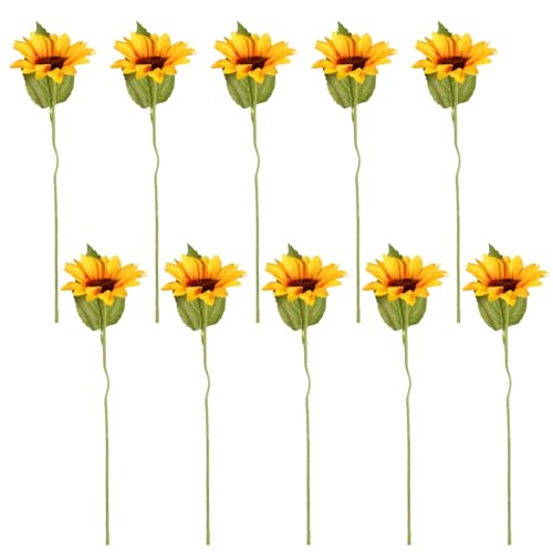 Image of EujRcf 10PCS Artificial Sunflowers, Flowers Indoor Arrangements, Artificial Sunflower Stems with Realistic Design, for Home, Wedding Decoration, Birthday Party Office Outdoor Decorations