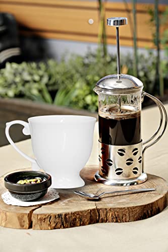 Qoutique Bone China Coffee Mugs - 20 Ounce - Set Of 4, Cups For Latte, Hot Tea, Cappuccino, Mocha, Cocoa, Mug Set, Large Coffee Mug, White #TOP6