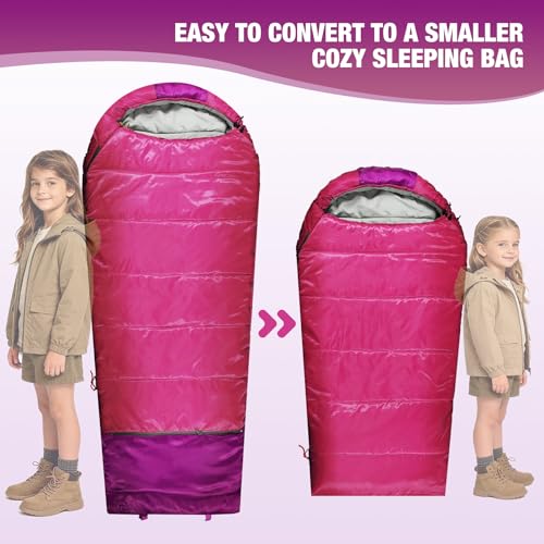 Kids Mummy Sleeping Bag, 3 Season Cold & Warm Weather Waterproof Camping Sleeping Bags, Lightweight Portable with Compression Bag for Camping Hiking Backpacking miniatura 2