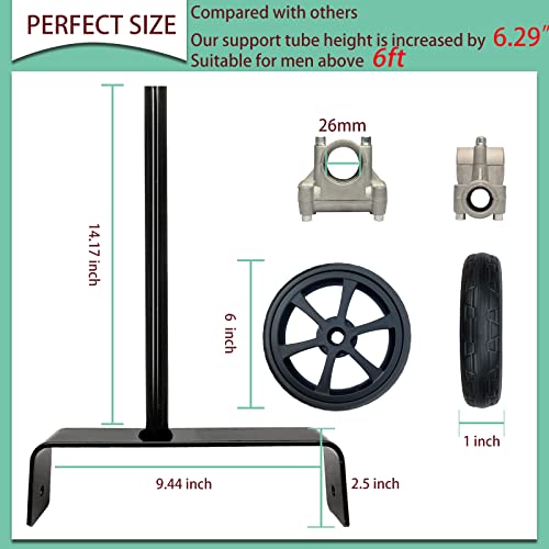 Mutoglava Adjustable String Trimmer Support Wheel Attachment, 6Inch Wheels Auxiliary Walk Behind String Trimmer With 26Mm (1 Inch) Fixed Seat And 2 Silicone Pads For Weed Trimmer Grass Cutter Holder #TOP4