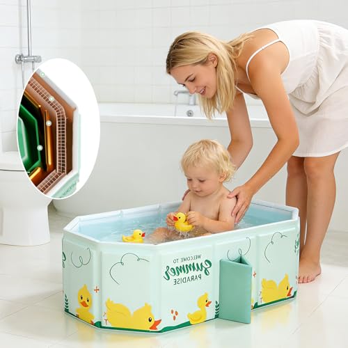 Baignoire Pliable Bébé pour Douche, Bassin De Douche Portable pour Enfants 0-6Ans, avec Bouchon De Vidange,80 * 30 * 45cm – vue 3