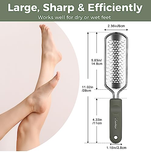 Image of Foot File Foot Scrubber Pedicure - Callus Remover for Feet Easkep Professional Grater Rasp Foot Scraper Corns Callous Removers Cracked Dead Skin Remover for Dry and Wet Feet (Grey Green)
