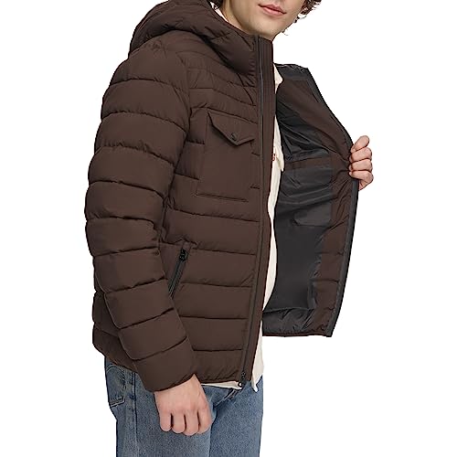 Image of Water Resistant Performance Stretch Hooded Puffer Jacket