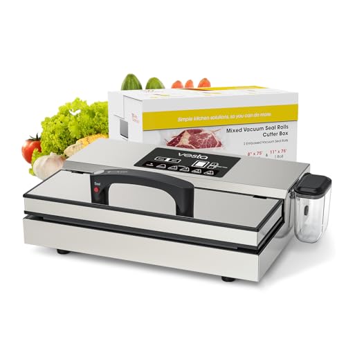 Vesta Precision Food Saver Vacuum Sealer Machine, 95kPa Commercial Grade Vacuum Sealer for Food, 12' Wide Sealing Bar & Smart Seal Design, Ideal for Sous Vide, includes Patented Cutter Box with Bags