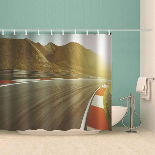 Rideau de douche en polyester gris lavable et imperméable avec anneaux de fixation rigides