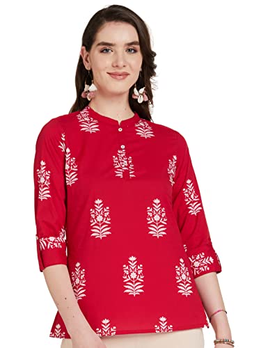 Image of Amazon Brand - Myx Women Cotton Straight Fit Straight Kurti (Available in Plus Sizes)