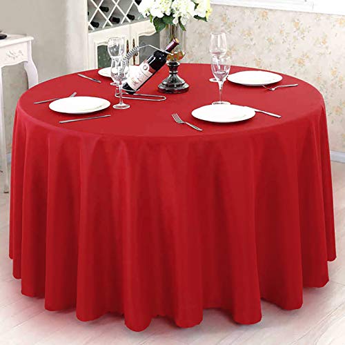 Surmente Tablecloth 120 Inch Round Polyester Table Cloth For Weddings, Banquets, Or Restaurants (Red) …… #TOP5