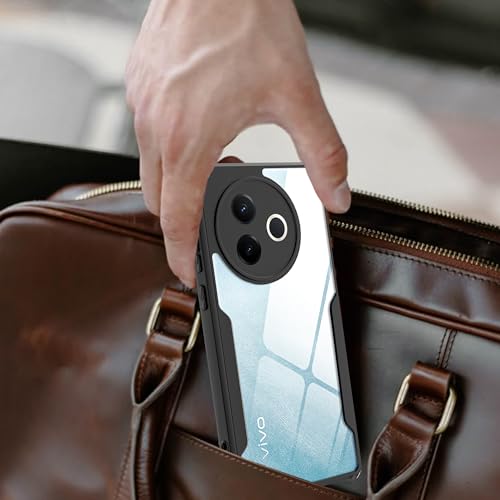 Image of A rtistque Clear Hard Transparent Acrylic Armor Anti-Drop Shockproof TPU Edge Back Cover Case for Vivo Y39 5G - Black