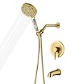SUMERAIN Brushed Gold Shower System with 6-Spray Handheld Filtered Shower Head, Shower Faucet Set with High Flow Tub Spout