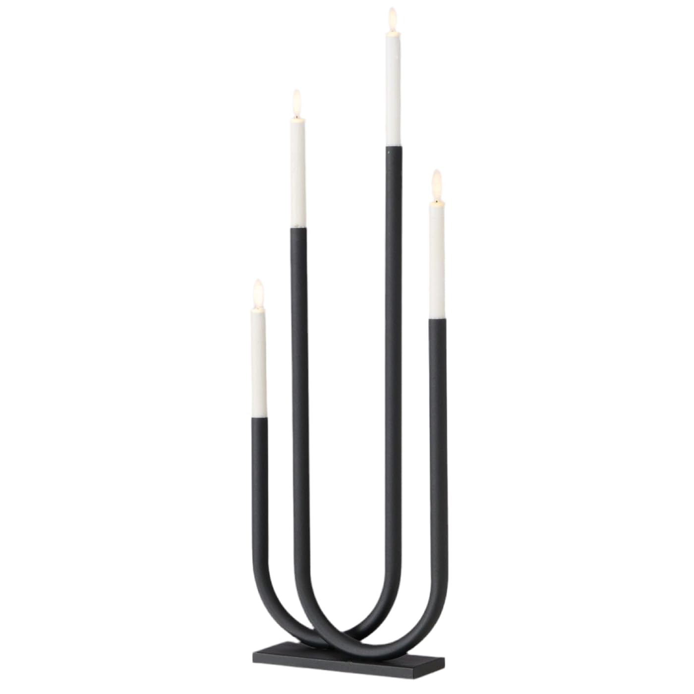 Moderner Kerzenständer Tonis, 4 Kerzen, Metall Schwarz Matt, 68,8 cm Höhe