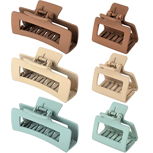 79Style 6pcs Big Hair Claw Clips Square Hair Clips For Thick Hair Claw Clips Medium No Slip Banana Jaw Hair Claw Hair Clamps For Women Fashion Hair Styling Accessories (3pcs 4.3 Inch+3pcs 1.9 Inch)