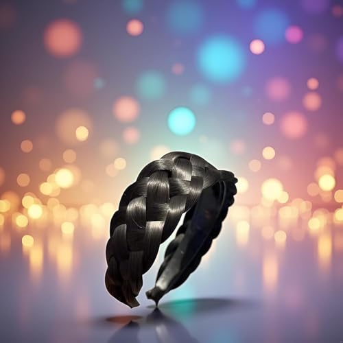 Twist Braided Headband Wig Headband Wide-Brimmed Hair Hoop Simple Ponytail Braid Hairpiece Hairband Hair Accessories Stretch Quality Synthetic Braided Headbands Women Girl Hairs Braid(Black Brown) - Image 3