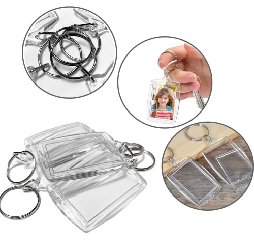 Image of BetterJonny 20Pcs Acrylic Picture Keychain Blanks in Clear Acrylic Picture Frame Keyrings