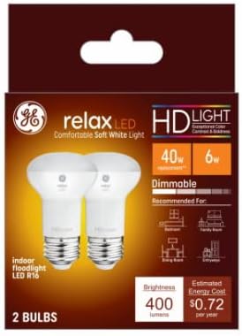 GE Lighting 46961 LED Light Bulb, R16 Shape, Medium Base, 400 Lumens, 6 Watt, 2-Pk. - Quantity 6