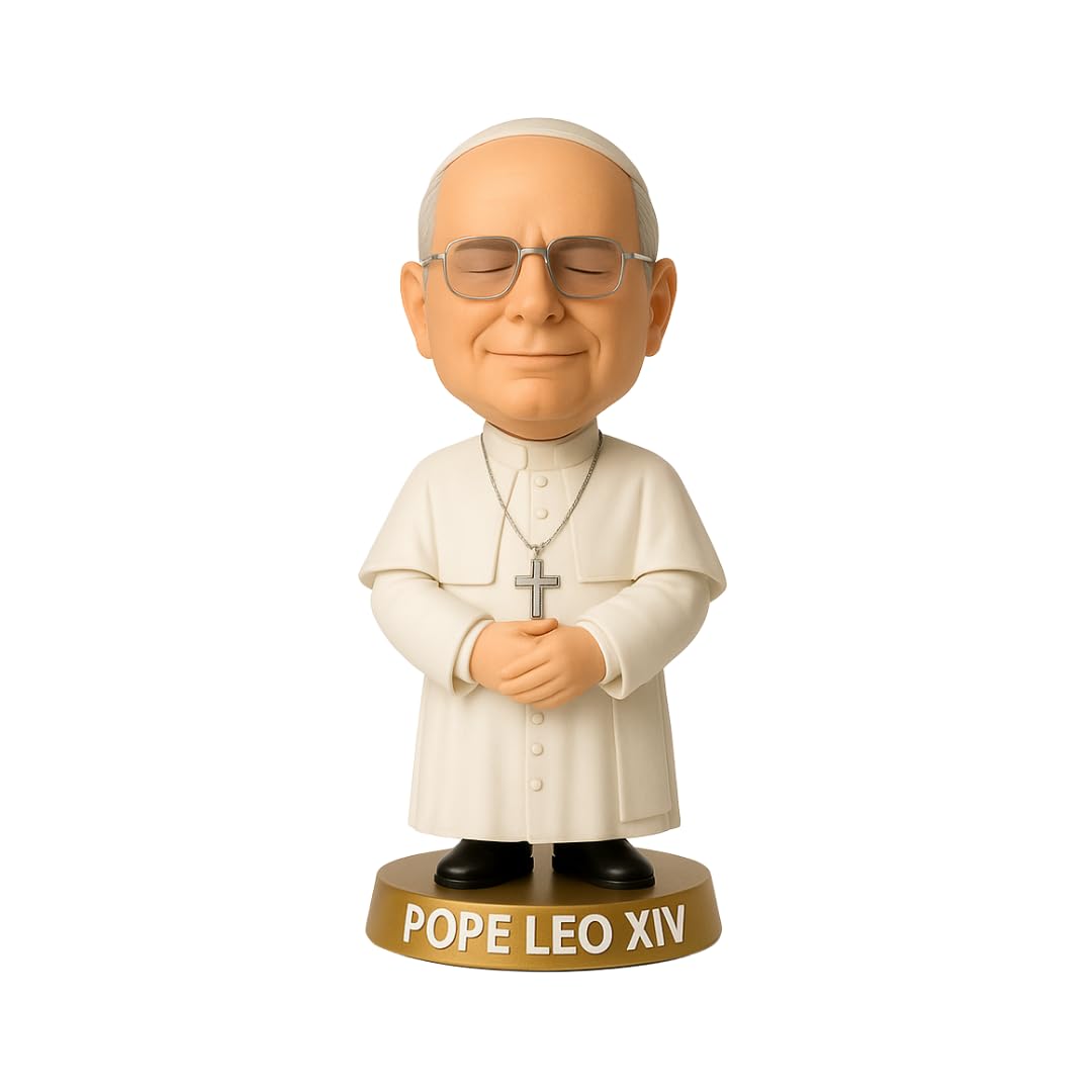 LEMONSODA Pope Leo XIV Bobblehead - 7 Inch Collectible Figure - Catholic Gift, Religious Decor, Funny Desk Accessory (Zucchetto)