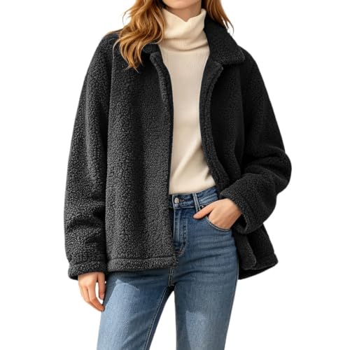 HswsEJ Sherpa Jacket Women Oversized Lapel Fleece Fall Jackets Winter Coats - image 1
