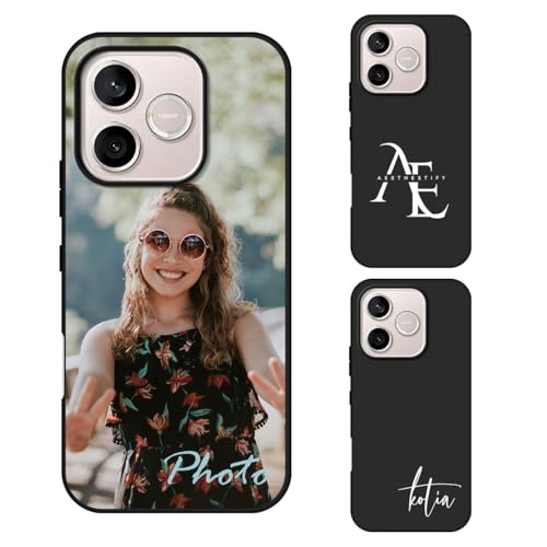 AESTHESTIFY Personalized Case for Honor 600 Lite Custom Photo Cover - Slim Liquid Silicone TPU, Soft Thin Protective Shell, Customized Picture Logo Text Unique Phone Case Gift, Black