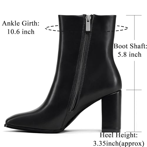 Elisabet Tang Women Ankle Boots 3 Inch Chunky Heel Side Zipper Ankle Booties with Square Toe3