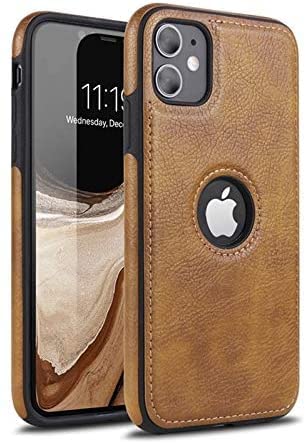 Image of M7 Back Cover Compatible with iPhone 12 Flexible Slim Leather Case for iPhone 12 (Brown)
