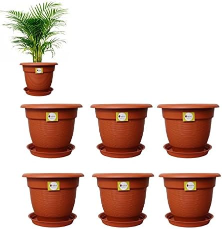 spylark Premium First Smart Plastic Elegance Pot Set (10-inch)(Pack of 6)