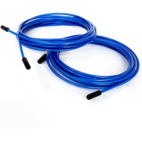 BRANK SPORTS® Packages Replacement Cables for speed rope | 2 steel ropes for fitness skipping rope (Ø 2.5mm, Blue) Cover