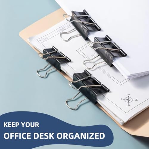 100 Pcs Binder Clips Assorted Sizes, Metal Clips for Office, Paper Clamps 6 Size, X Large, Large, Medium, Small, Mini and Micro - Thumbnail 3