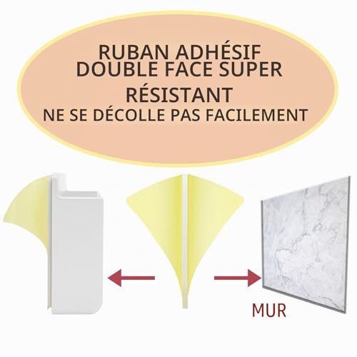 LhyBtm Lot de 2 supports muraux téléphones portables, blanc, 9,9 x 2,3 x 8,7 cm, plastique, salon, chambre – vue 7