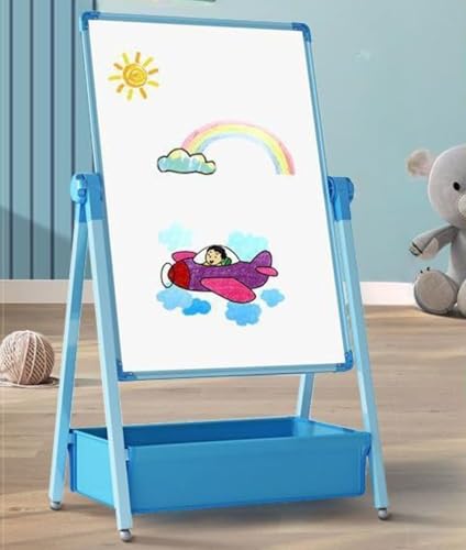 kxptso 子供用マグネット両面黒板|お絵かき・学習用ホワイトボード 縦型ホワイトボード 脚付き 両面タイプ (ブルー,F)